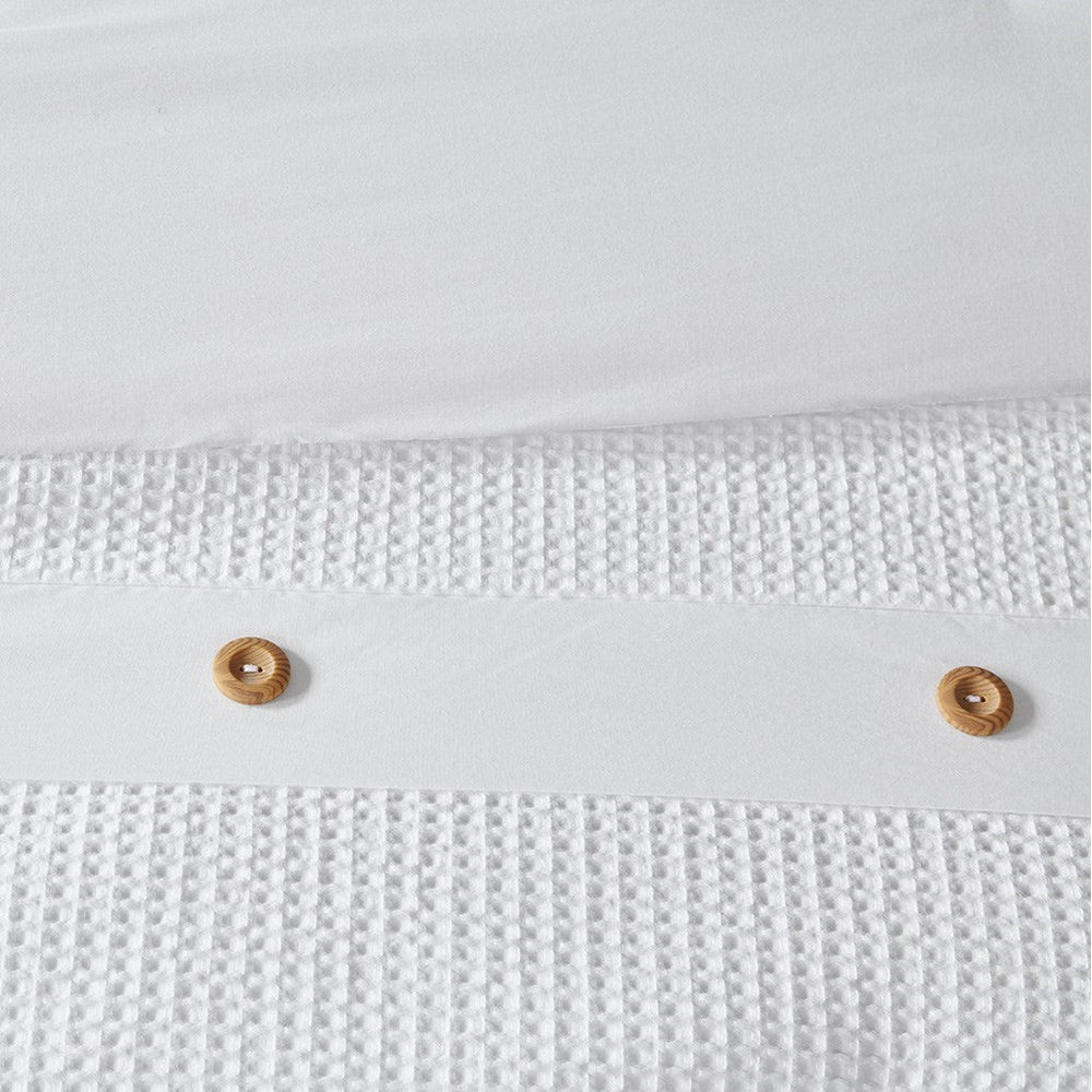 3 Piece Cotton Comforter set White Full/Queen Media 2