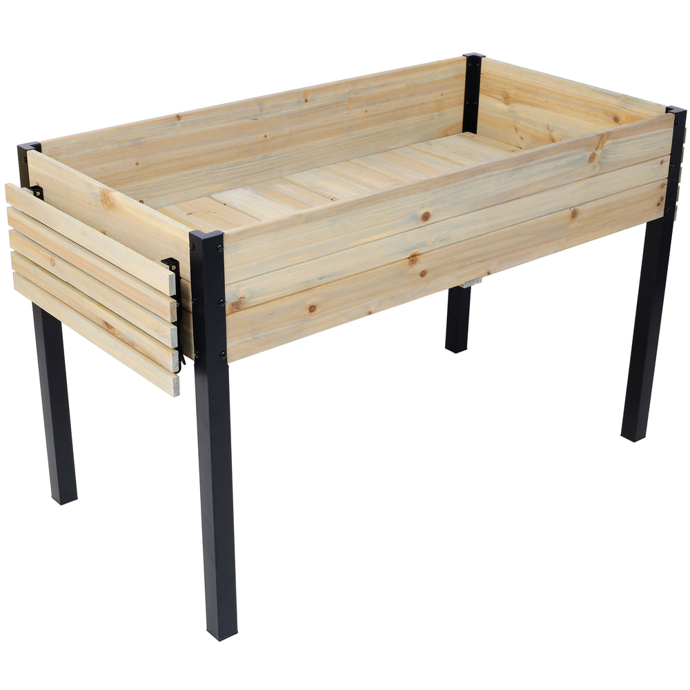 Raised Garden Bed, Metal Leg Wood Planter Boxes with Folding Storage Shelf,Elevated Planter Box for Growing Fresh Herbs, Vegetables, Flowers Great for Outdoor Patio, Deck, Balcony Media 6