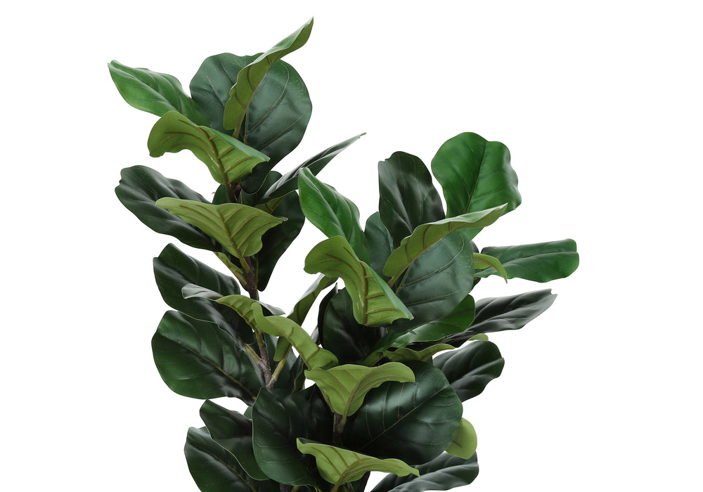 Artificial Plant, 32' Tall, Fiddle Tree, Indoor, Faux, Fake, Floor, Greenery, Potted, Real Touch, Decorative, Green Leaves, Black Pot Media 5