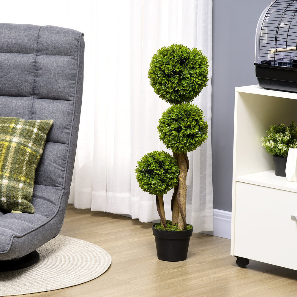 Artificial Plant for Home Decor Indoor & Outdoor Fake Plants Artificial Tree in Pot, 3 Ball Boxwood Topiary Tree for Home Office, Living Room Decor, Light Green Media 6