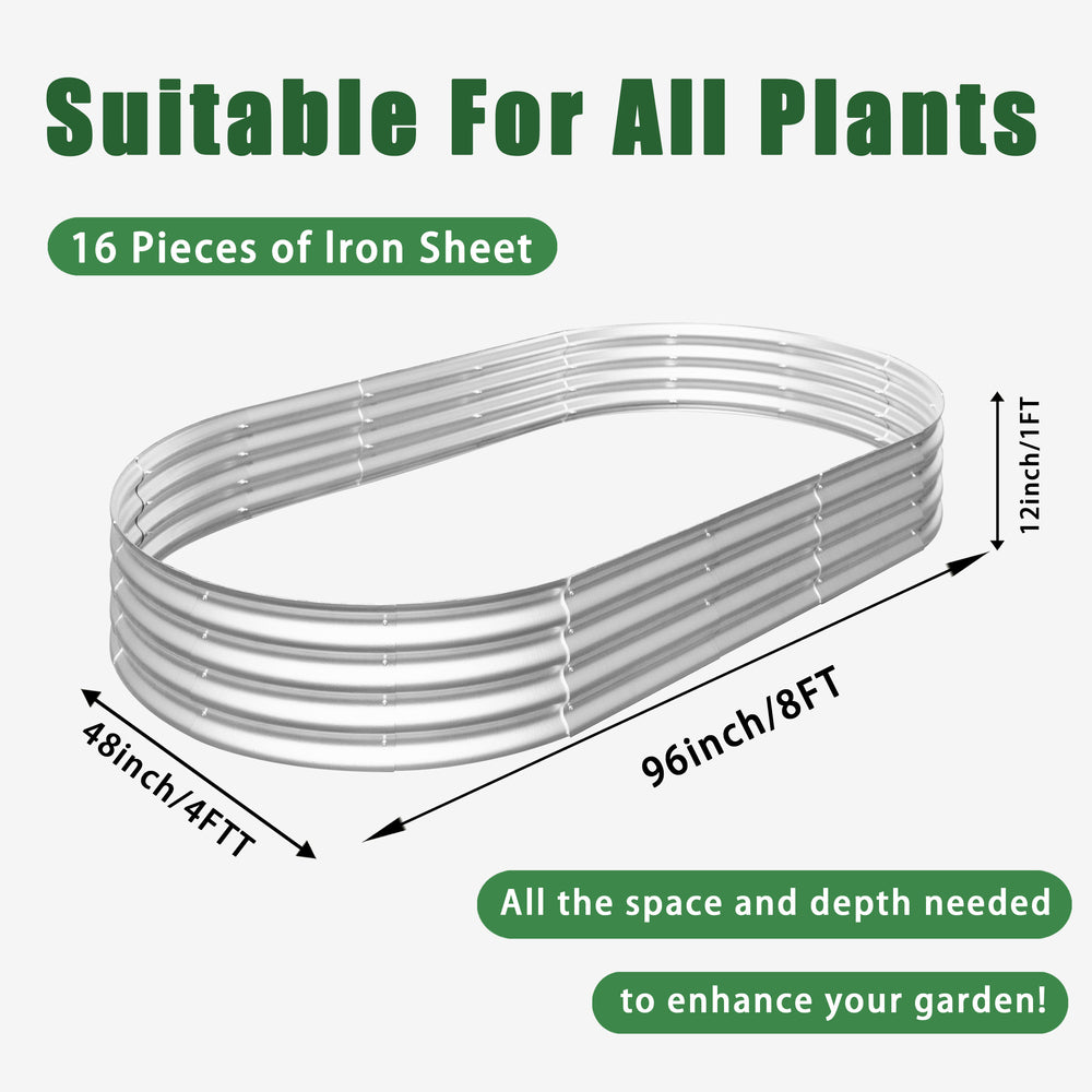 Heavy Duty Galvanized Raised Garden Bed Kit for Vegetables, Flowers & Herbs, Rust-Resistant, Easy Assembly, 8x4x1ft, Silver Media 11