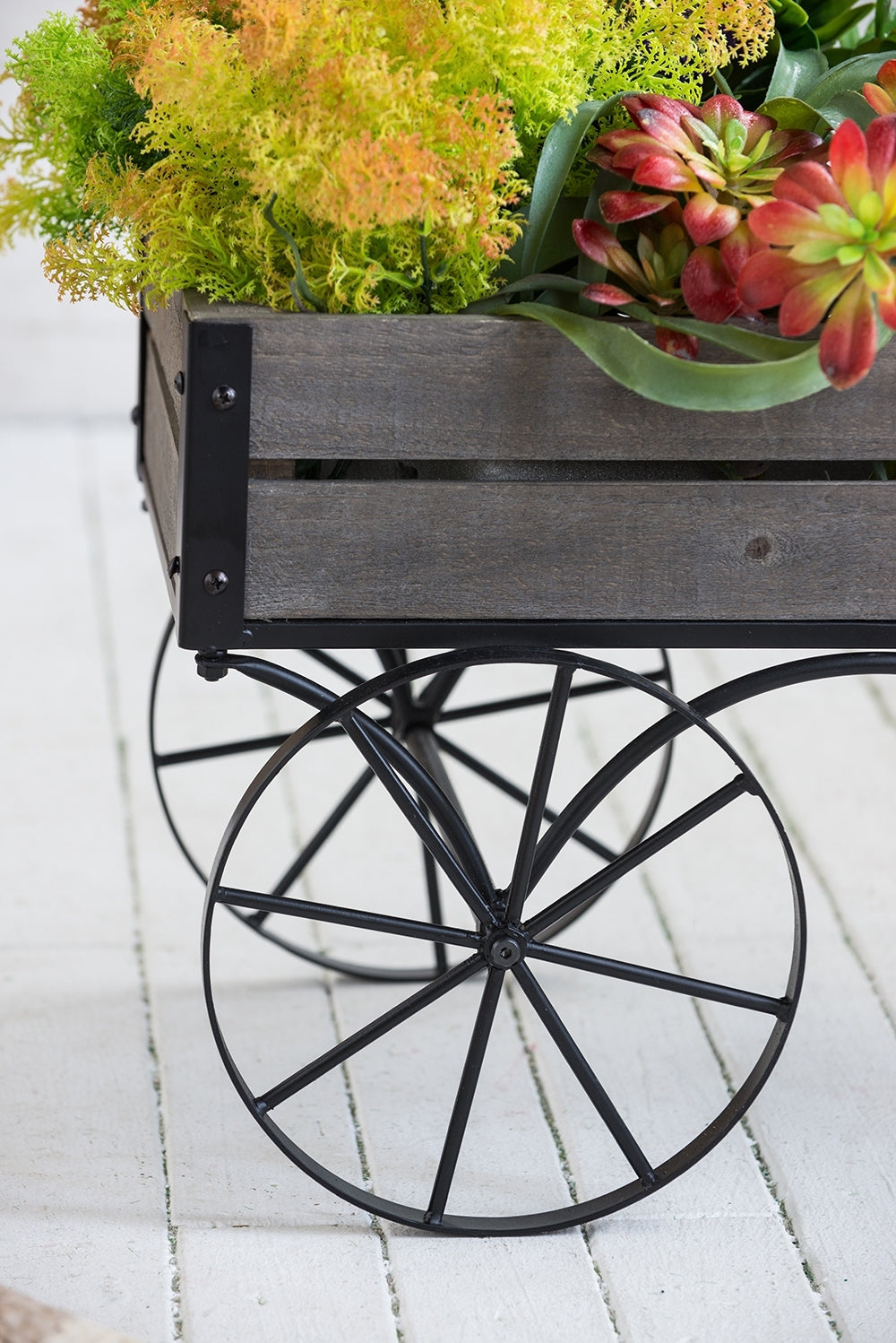 24.4x12.6x15.4' Rustic Black Trolley Cart Plant Stand, Planter Media 13