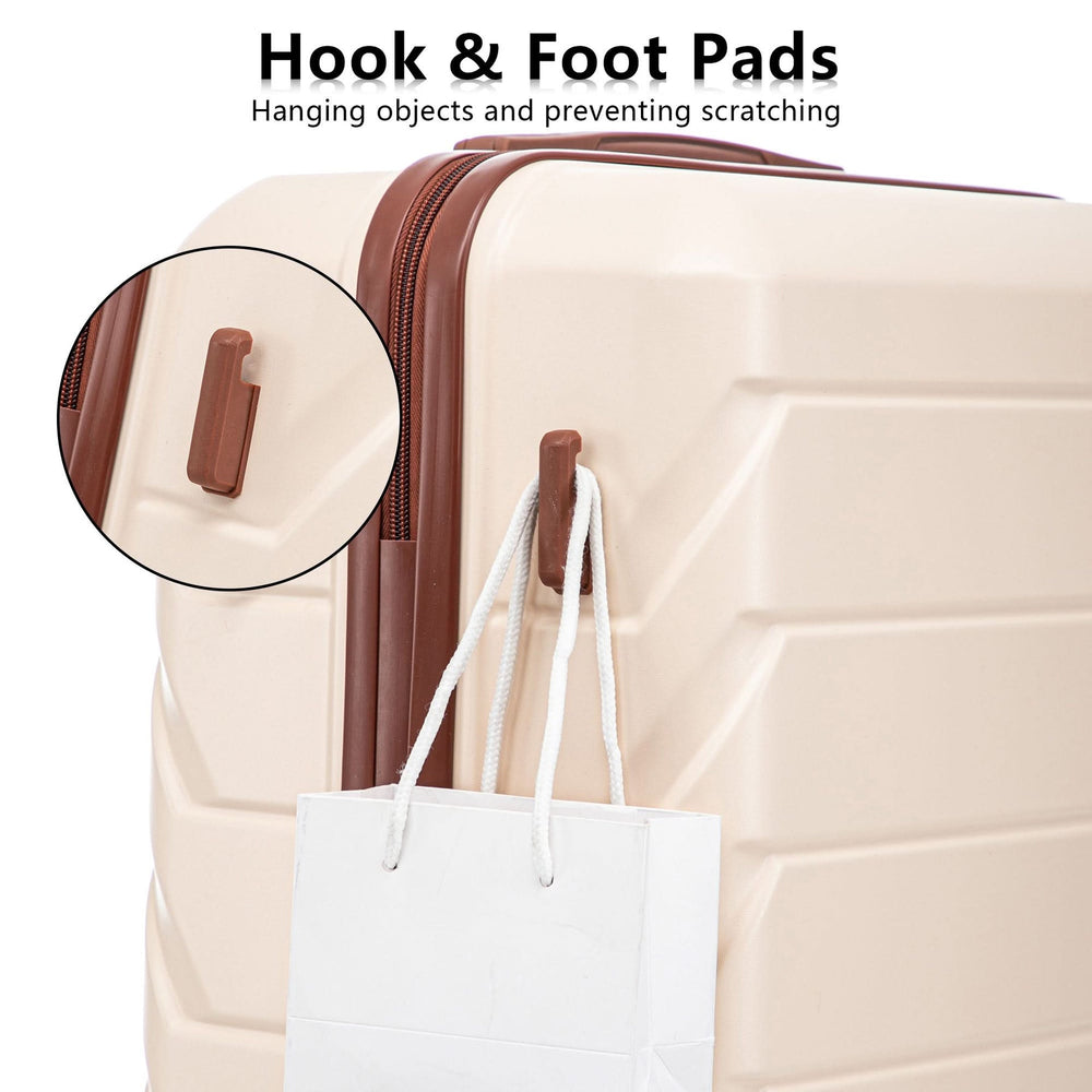 Abs Luggage Set 20 24 28 Inches 3 Piece Beige Durable Spinner Wheels & Combination Lock Media 12