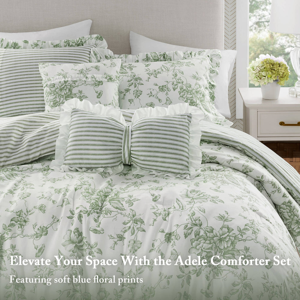 5 Pieces King Comforter Set with Decorative Pillows,Green Media 5