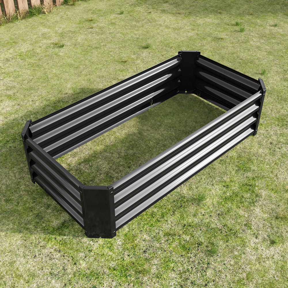 2PCS Black 4×2×1ft Metal Raised Garden Bed, Rectangle Raised Planter for Flowers Plants, Vegetables Herb Media 12