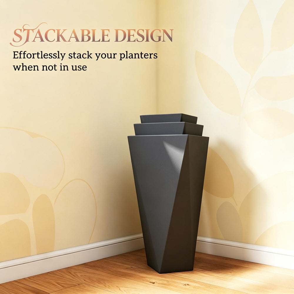 Stackable Planters,Set of 3 Planters Set,Large Planters(Only 3Pcs Planter) Media 3