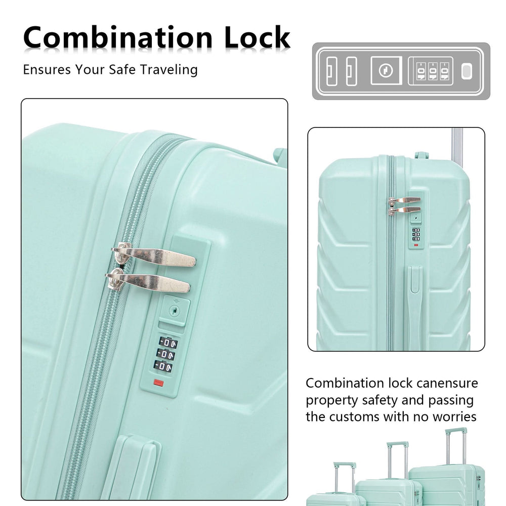 ABS Spinner Luggage Mint Green Durable 3 Piece Set & Combination Lock Media 7