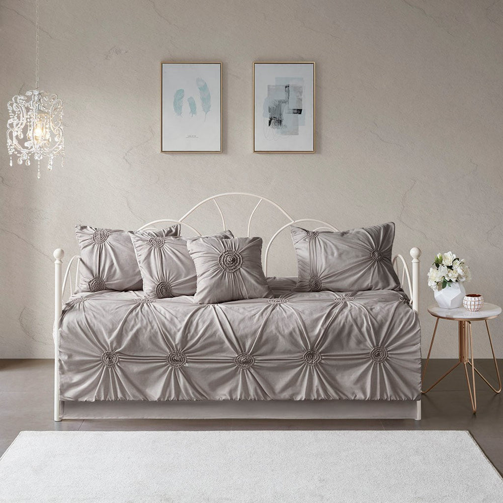 6 Piece Reversible Daybed Cover Set Dark Gray Daybed Media 5