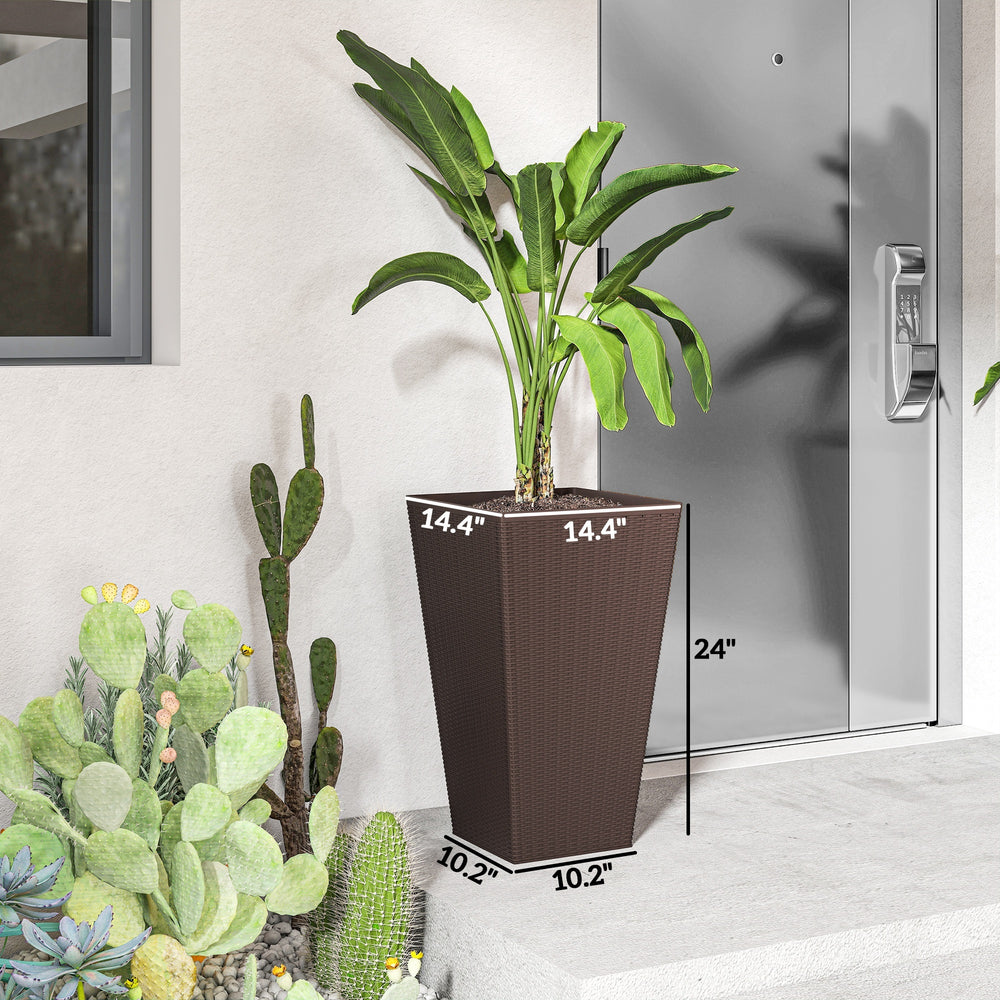 Outdoor Flower Plant Pots,Set of 3 Tall Planters with Drainage Hole,for Outdoor and Indoor Planters Media 3
