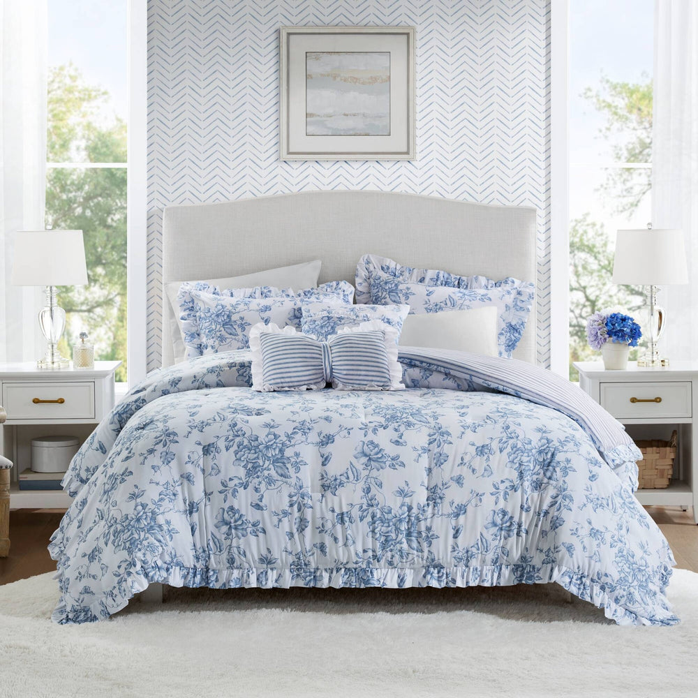 5 Pieces King Comforter Set with Decorative Pillows,Blue Media 1