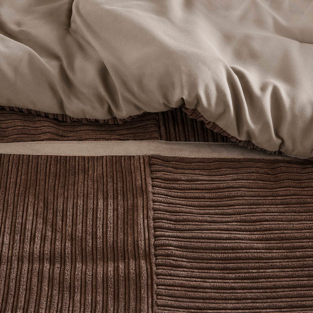 7 Piece Micro Corduroy Comforter Set Brown Queen Media 15