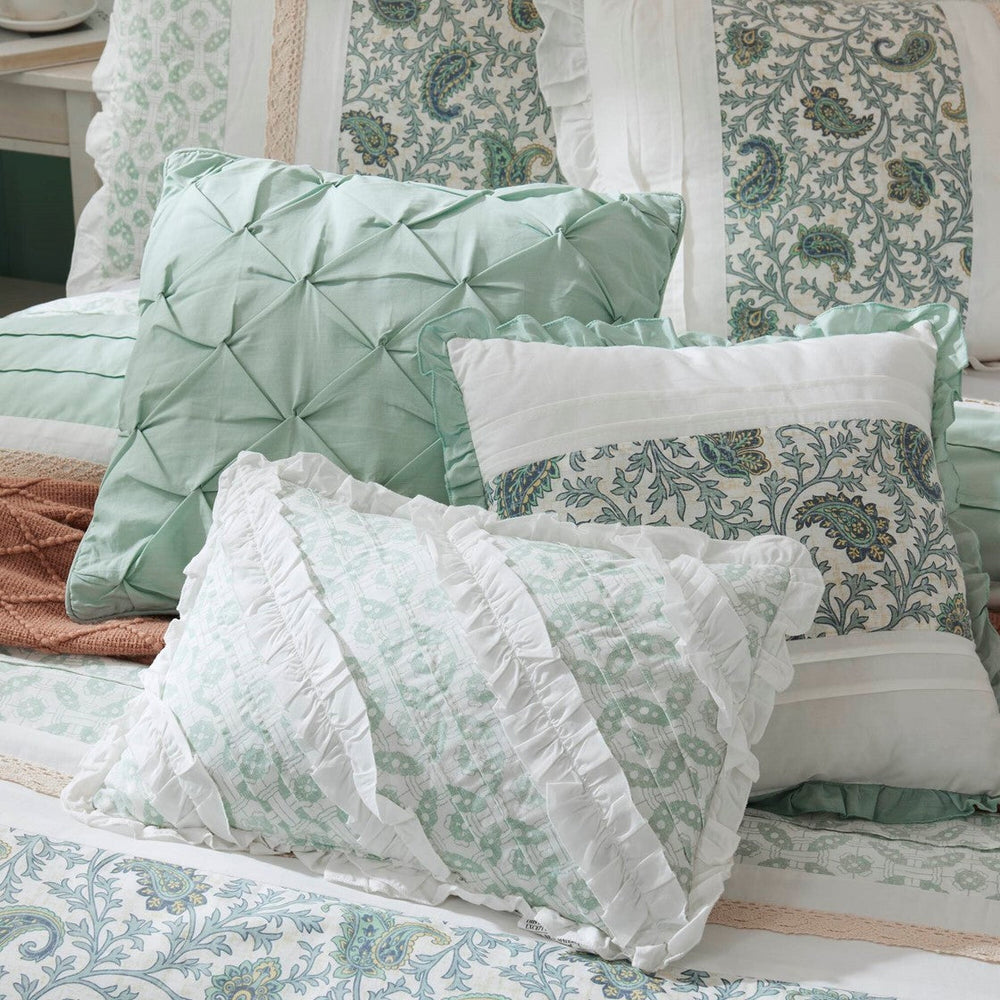 9 Piece Cotton Percale Comforter Set Aqua King Media 9