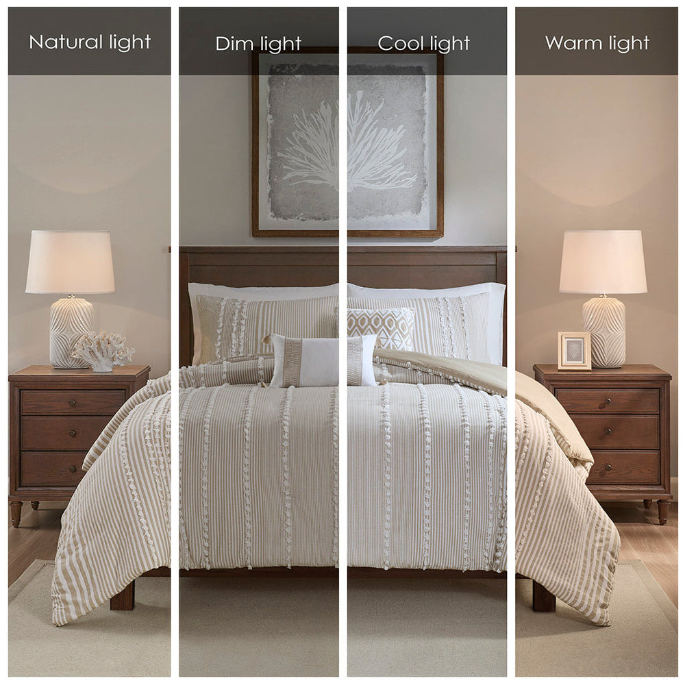 Full/Queen 3 Piece Cotton Yarn Dyed Duvet Cover Set Media 3