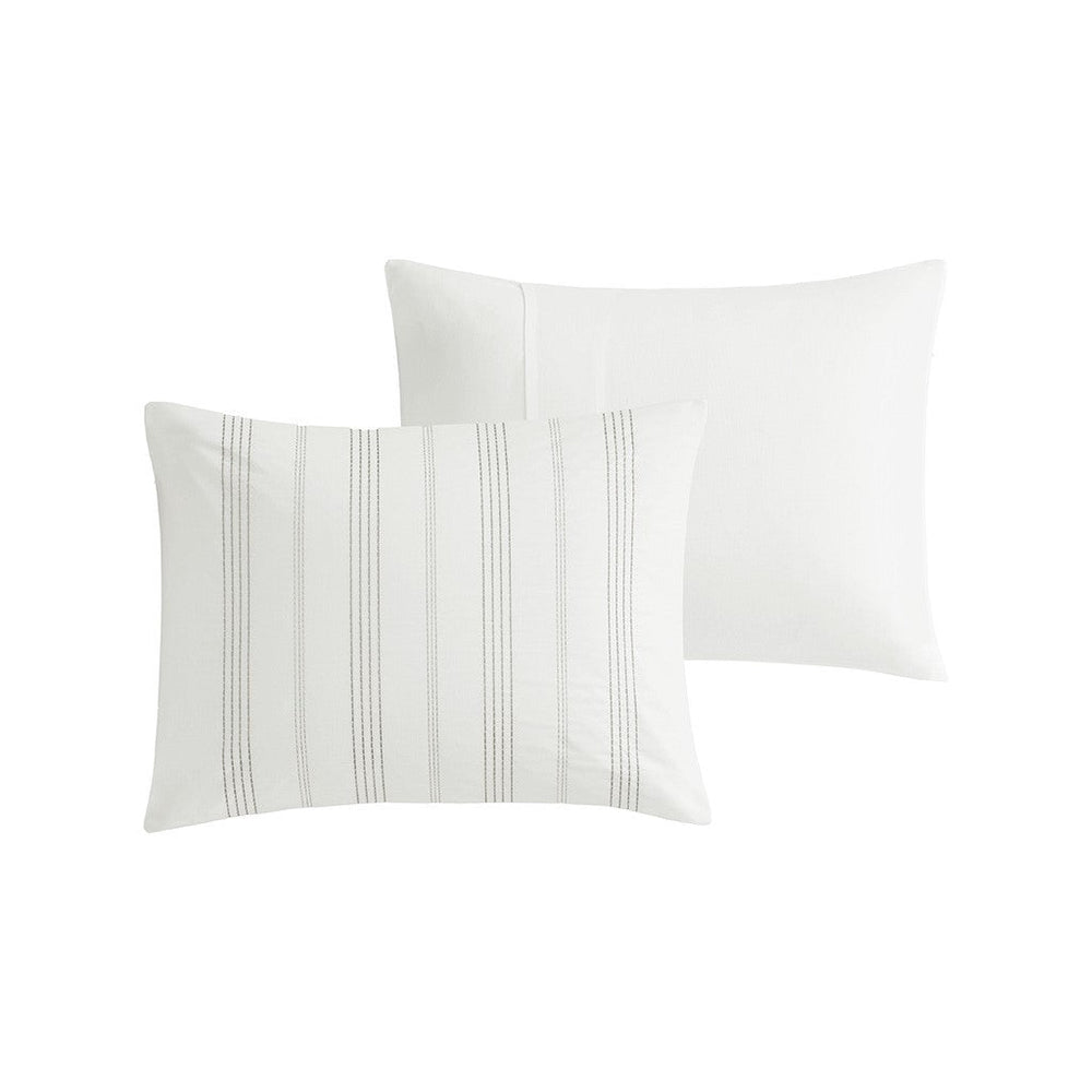 5 Piece Cotton Jaquard Duvet Set White/Grey King/Cal King Media 6