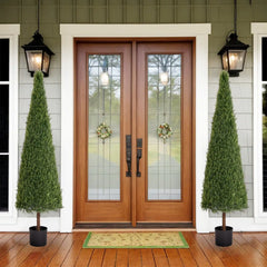 6FT Artificial Conical Topiary Trees  UV Resistant Faux Cedar Bushes and Evergreen Shrubs, Fake Potted Plants for Front Porch Outside Planter Decor, 1pc/set perspective