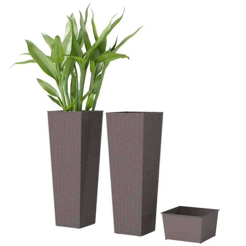 Flower Boxs,Set of 2 Flower Pots,Tall Planters Media 2