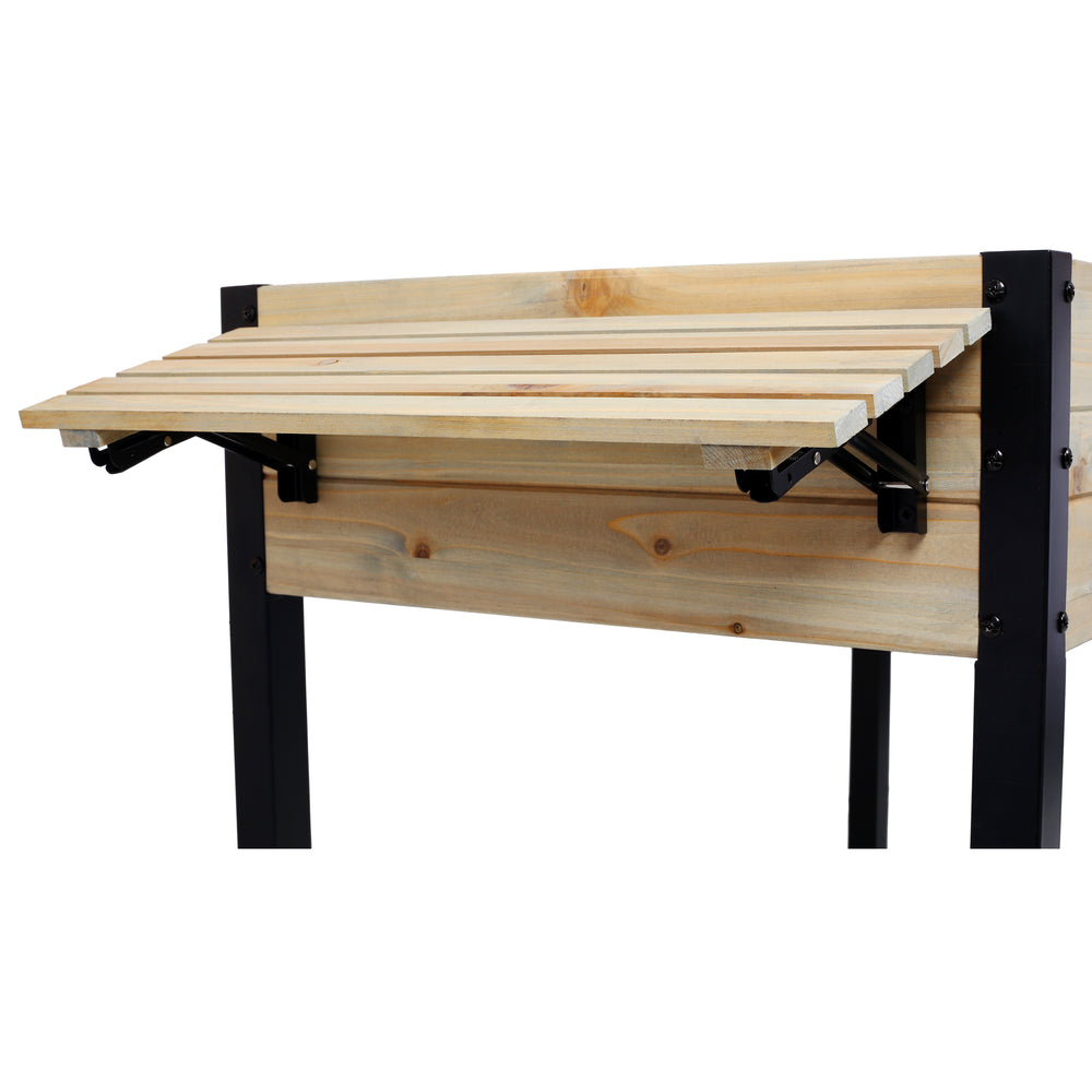 Raised Garden Bed, Metal Leg Wood Planter Boxes with Folding Storage Shelf,Elevated Planter Box for Growing Fresh Herbs, Vegetables, Flowers Great for Outdoor Patio, Deck, Balcony Media 15