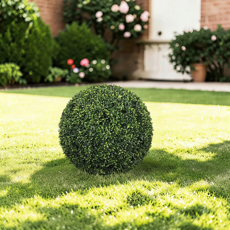 Artificial Boxwood Topiary Balls 18.5IN Green Outdoor Decorative Spheres for Garden Porch Patio Planter, 2pcs Set Plastic