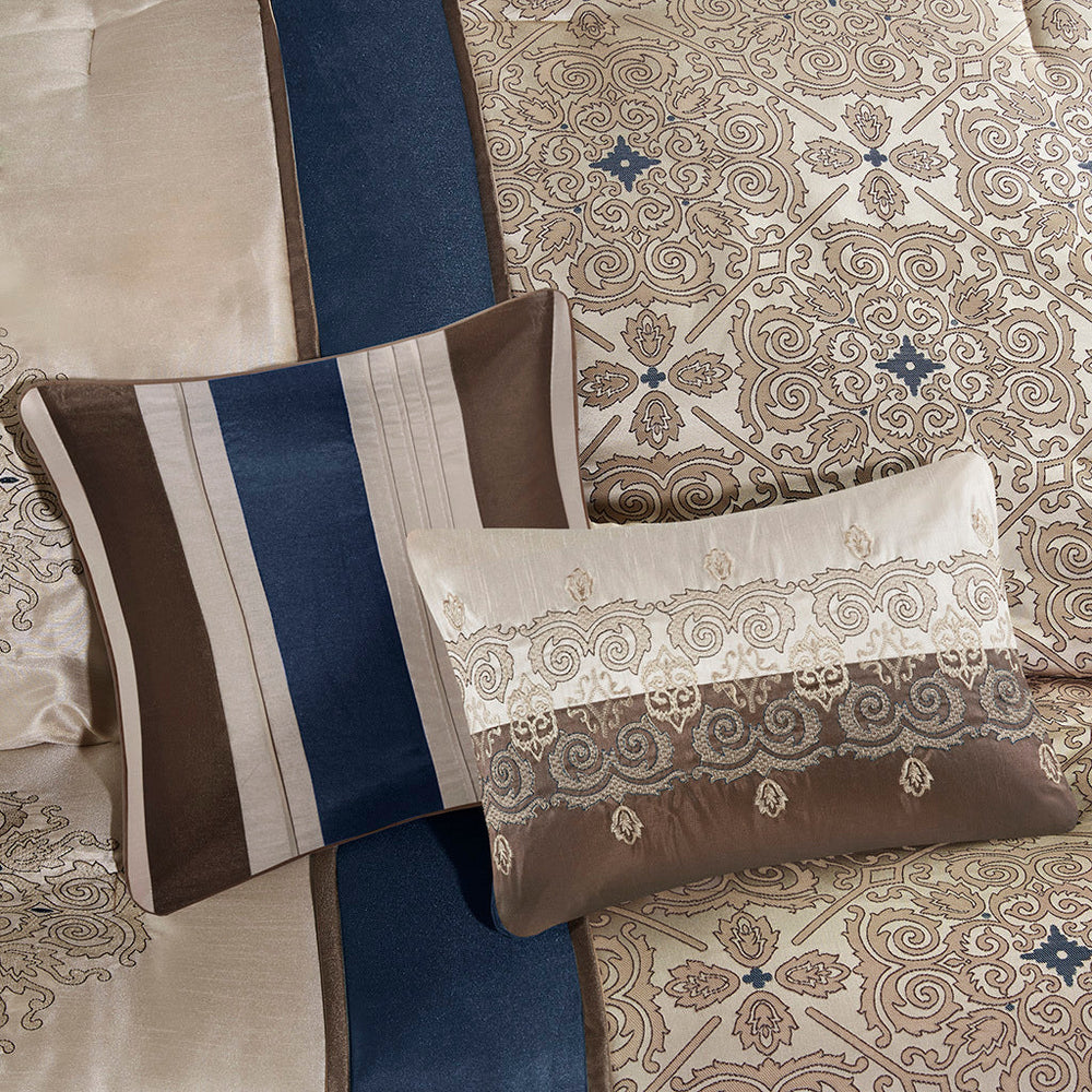 King 7 Piece Jacquard Comforter Set with Throw Pillows Media 5