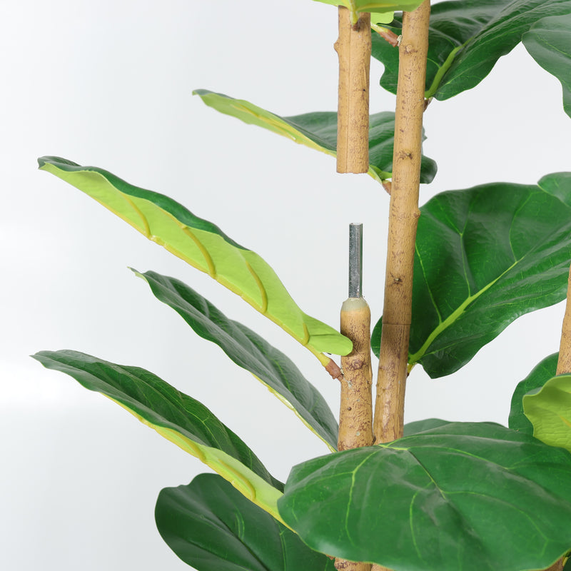 5.2FT Artificial Fiddle Leaf Fig Tree With Decorative White Pot, Real Touch Fake Indoor Plant for Home Office Living Room Corner Decoration, 1pc/set