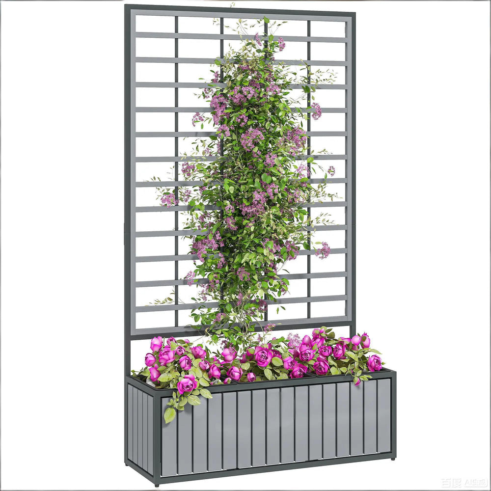 Wooden Raised Garden Bed with Trellis Media 3