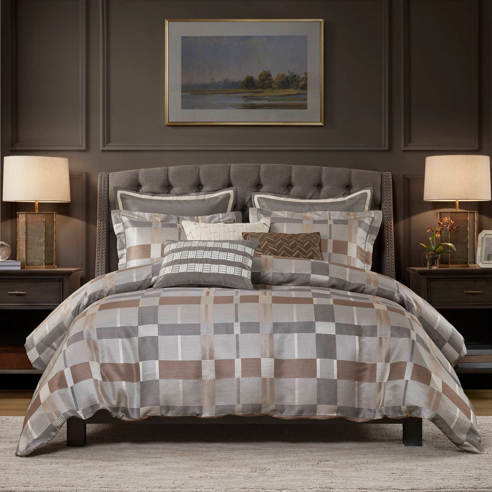 9 PCS King Jacquard Oversized Duvet Style Comforter Set Taupe Media 1