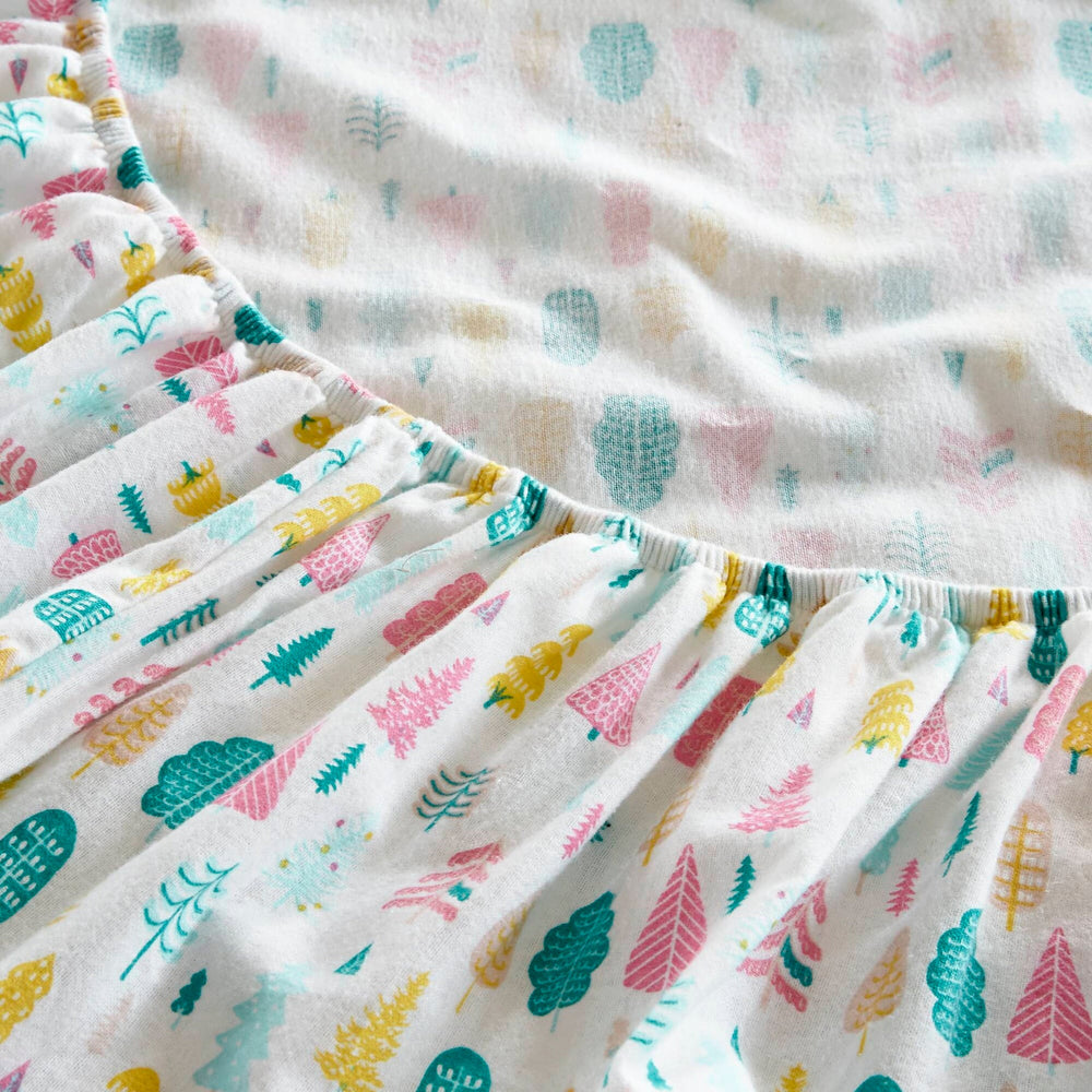 3 PCS Twin XL Cotton Printed Sheet Set White Holiday Trees Media 18