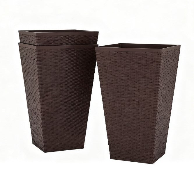 Outdoor Flower Plant Pots,Set of 3 Tall Planters with Drainage Hole,for Outdoor and Indoor Planters Media 2