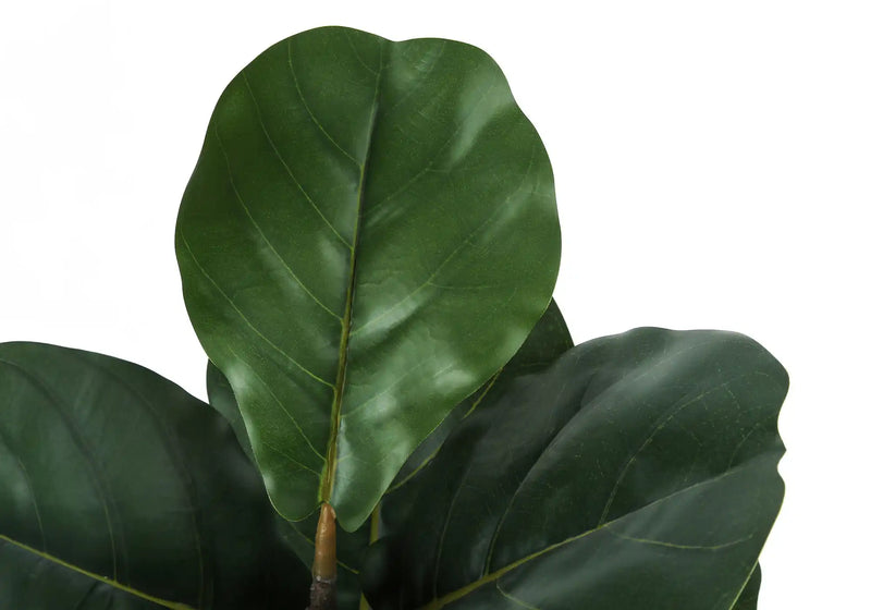 Artificial Plant, 49' Tall, Fiddle Tree, Indoor, Faux, Fake, Floor, Greenery, Potted, Real Touch, Decorative, Green Leaves, Black Pot