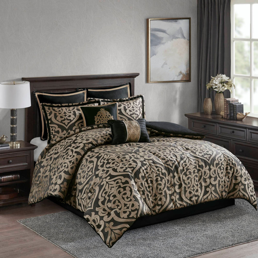 8PCS Cal King Jacquard Comforter Set Media 1