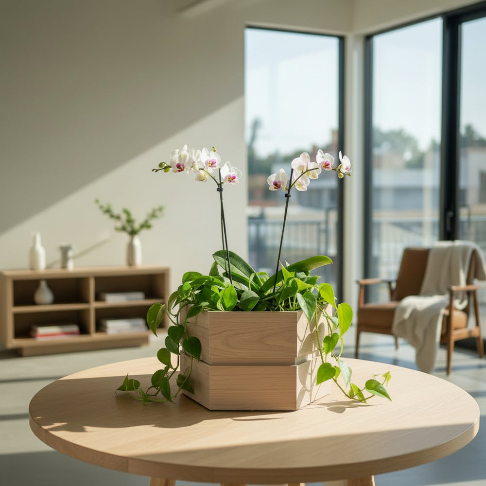 Hexagon Terrace Planter Box Short - Ash Brown Media 4