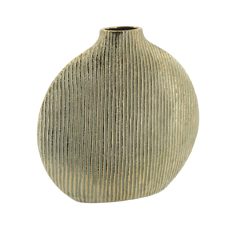 Ceramic Accent Vase with Vertical Ribbed Texture