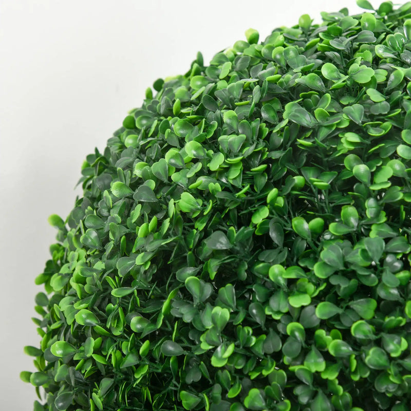 HOMCOM Set of 2 15.75 Inch Artificial Ball Boxwood Topiary Trees Balls, Indoor Outdoor Fake Plants for Home, Office & Living Room Decor