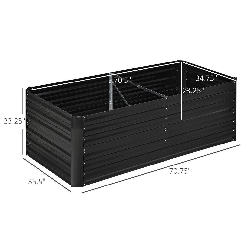 Outsunny Galvanized Raised Garden Bed Kit with Reinforcing Bars, Large and Tall Metal Planter Box for Vegetables, Flowers and Herbs, 6' x 3' x 2', Black Media 7