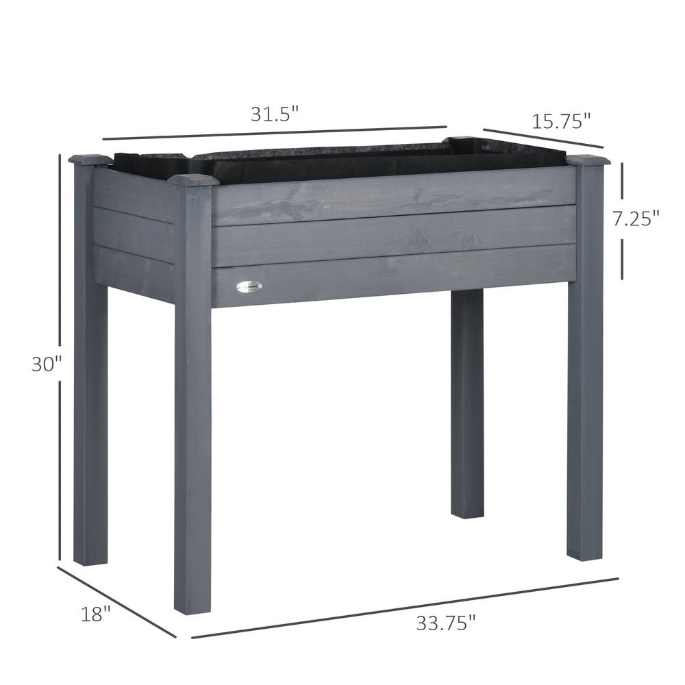 Outsunny Raised Garden Bed with Legs, 34' x 18' x 30', Elevated Wooden Planter Box, Self-Draining with Bed Liner for Vegetables, Herbs, and Flowers Backyard, Patio, Balcony Use, Dark Gray Media 5