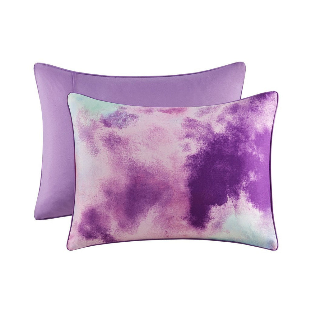 Full/Queen Watercolor Tie Dye Printed Comforter Set with Throw Pillow Media 14