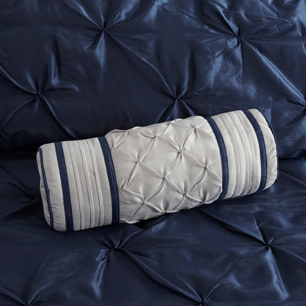7 Piece Tufted Comforter Set Navy Queen Media 9