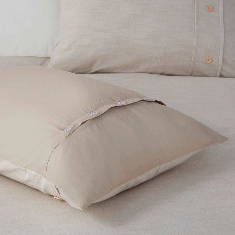 3 Piece Organic Cotton Oversized Duvet Cover Set Natural Full/Queen Media 6