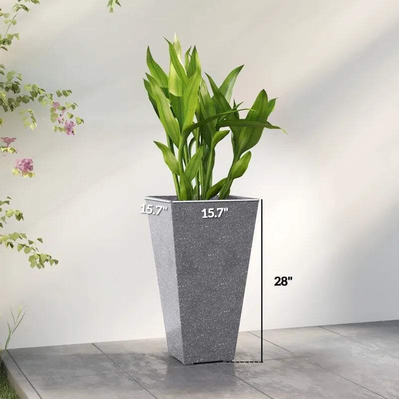Set of 3 Tall Planters,Plastic Flower Pots Media 3