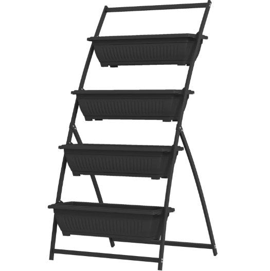 Outdoor Plant Stand Grow Container for Vegetable & Flowers,4-Tier Vertical Raised Garden Planter with 4 Boxes Media 2