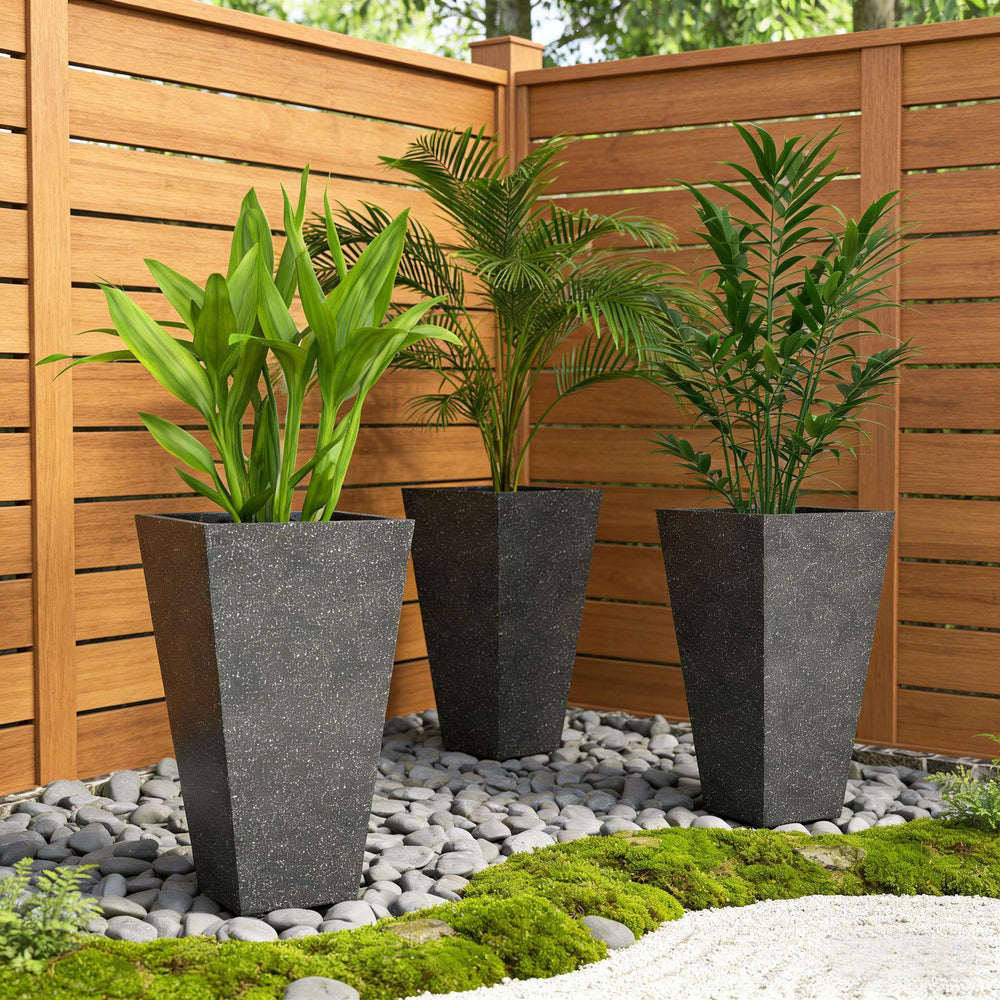 Stackable Taper Planters,Set of 3 Flower Pots,Tall Planters Media 1