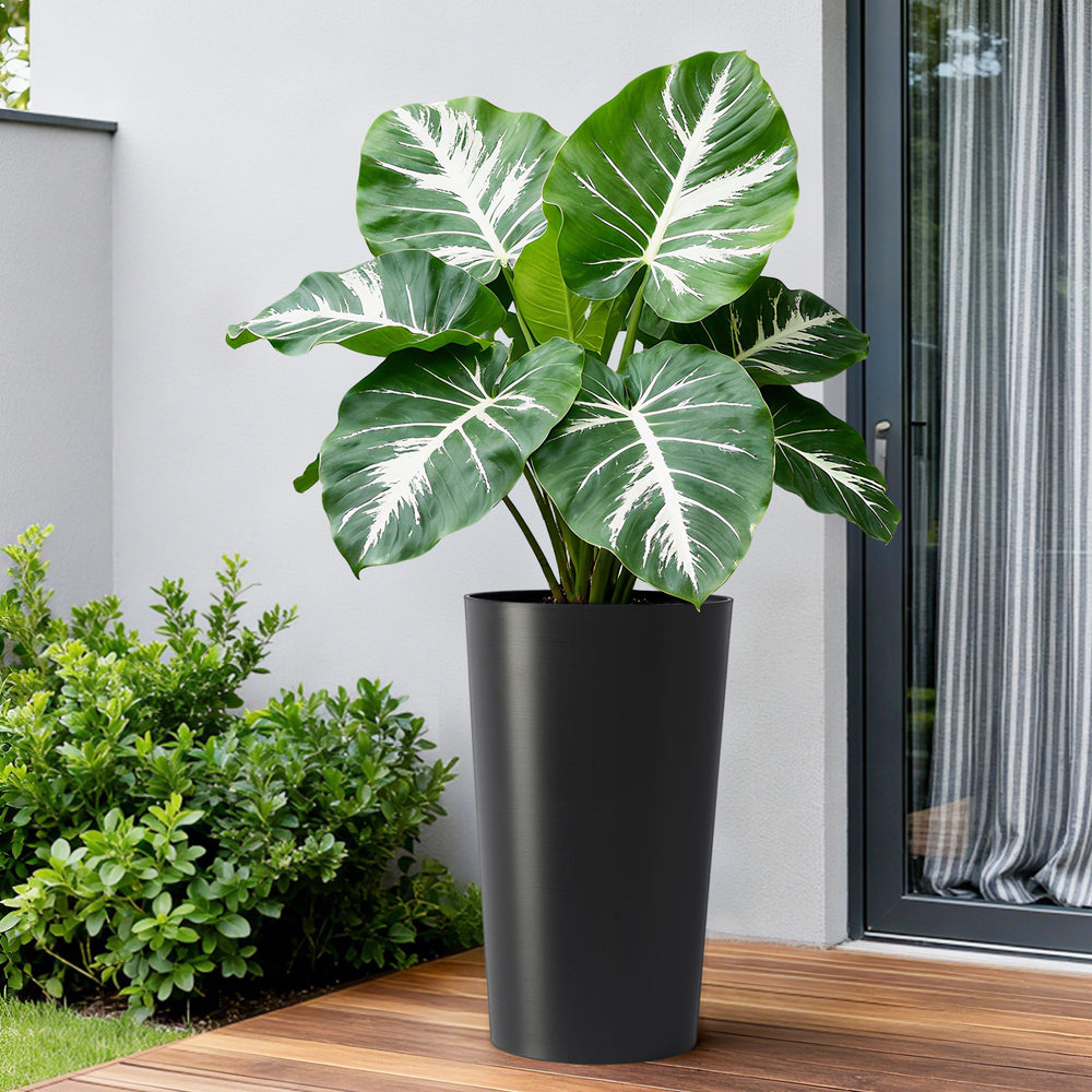 2 Pack Tall 21.7 in Planters for Outdoor Plants Modern Tall Square Planter Box Indoor Outdoor Porch Patio Flower Pot Modern Big Tapered Matte Tree Flower Pot for Garden, (Black) Media 11