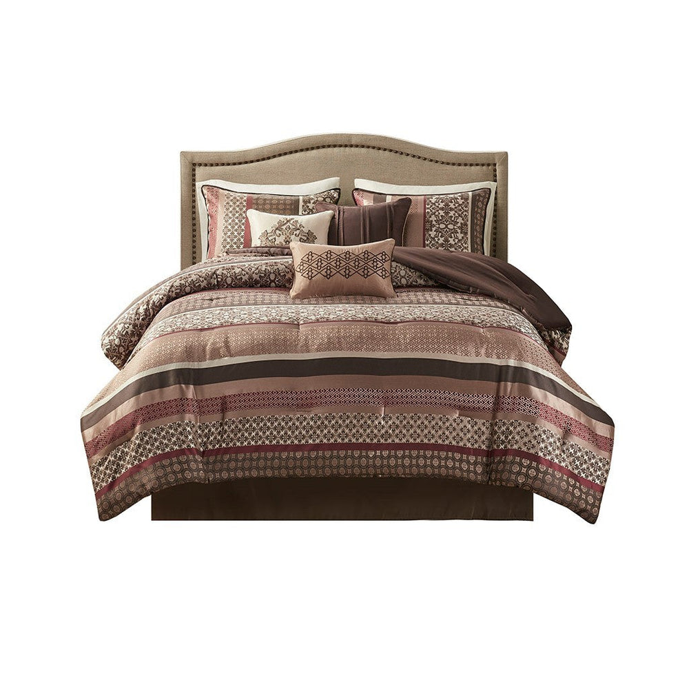 7 Piece Comforter Set Red Cal King Media 7