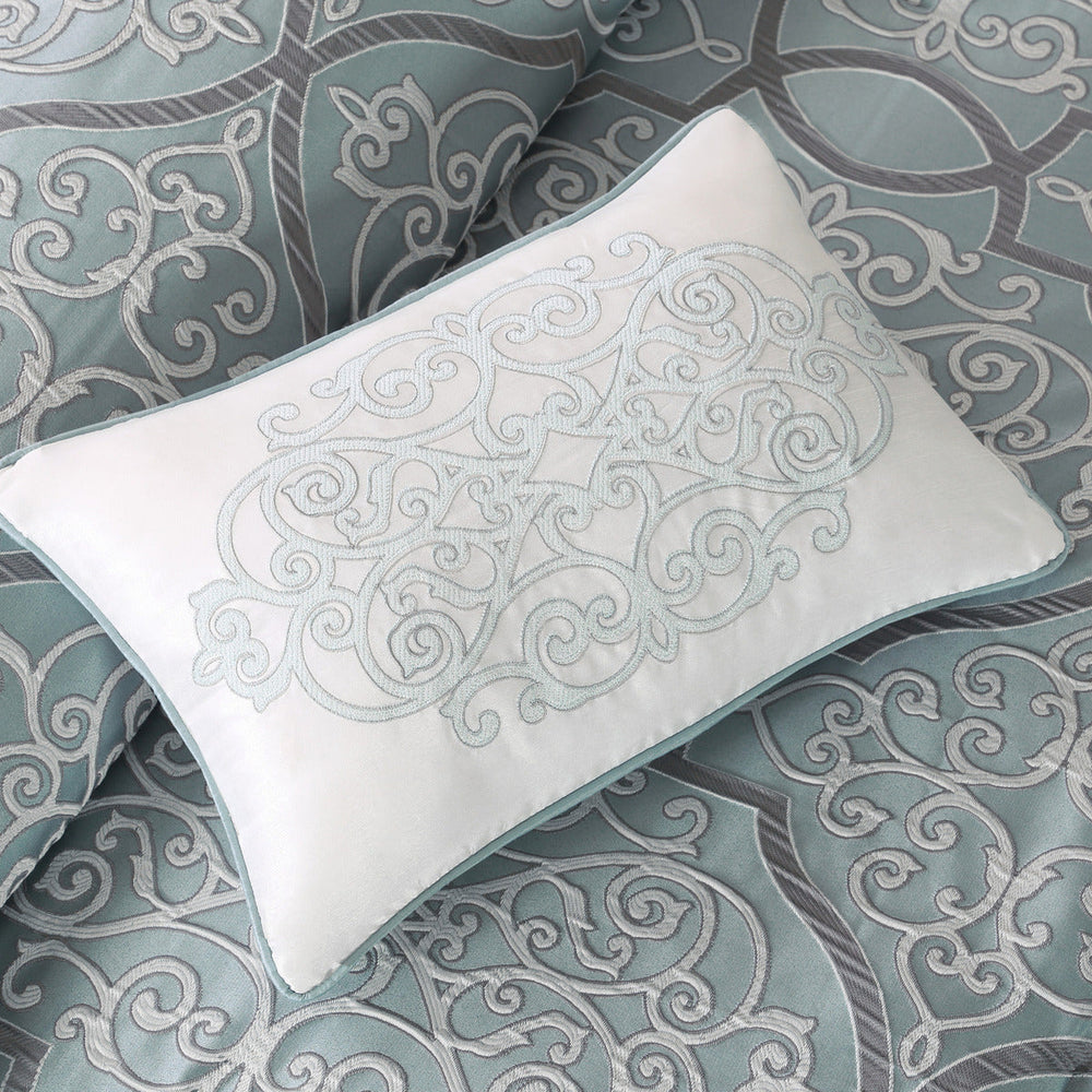 12 Piece Comforter Set with Cotton Bed Sheets Blue King Media 7