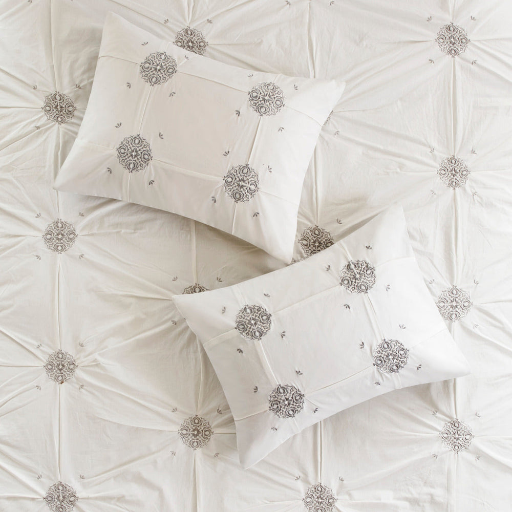 King/Cal King 4 Piece Embroidered Cotton Reversible Duvet Cover Set Media 10