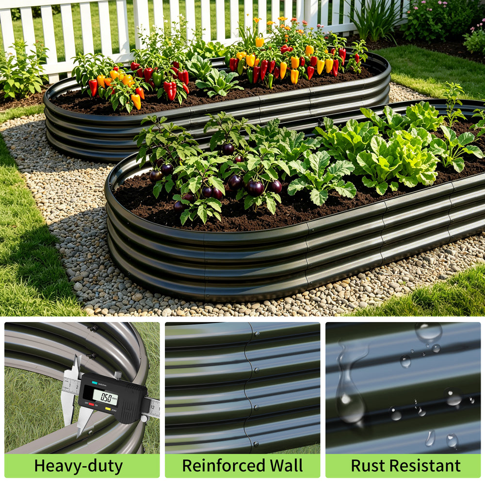 Galvanized Raised Garden Bed 8x4x1ft - Heavy Duty Metal Planter Box for Vegetables, Herbs & Flowers, Rust-Proof Outdoor Garden Bed with Large Capacity, Black Media 14