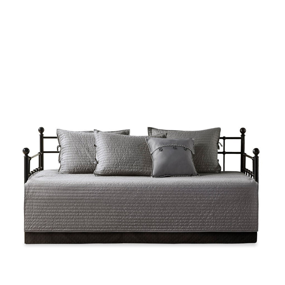 6 Piece Reversible Plaid Daybed Cover Set Grey Daybed Media 8