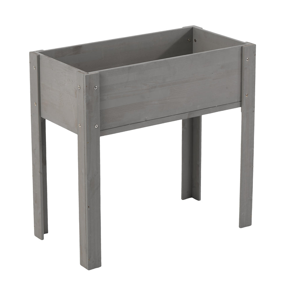 Elevated Wooden Garden Bed 31x16x31 inch with Legs for Outdoor Plants, Flowers, Fruits, Vegetables, Herbs in Grey Solid Wood Media 11