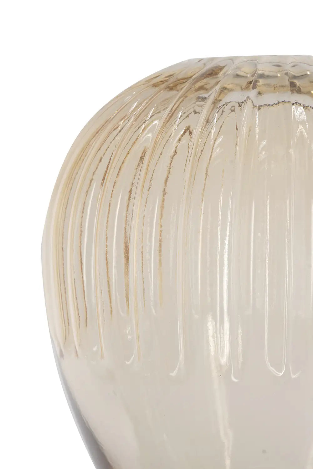 26929235 D7.9x8.7'H Rounded Glass Accent Vase with Ribbed Amber Finish     DTY Store Glass Accent Vase with Ribbed Amber Finish     DTY Store