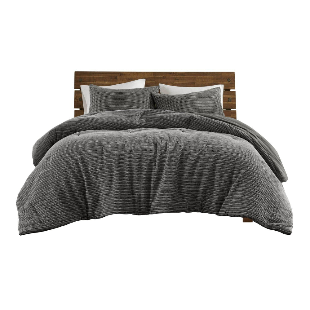 3PCS Full/Queen Waffle Washed Comforter Set Media 7